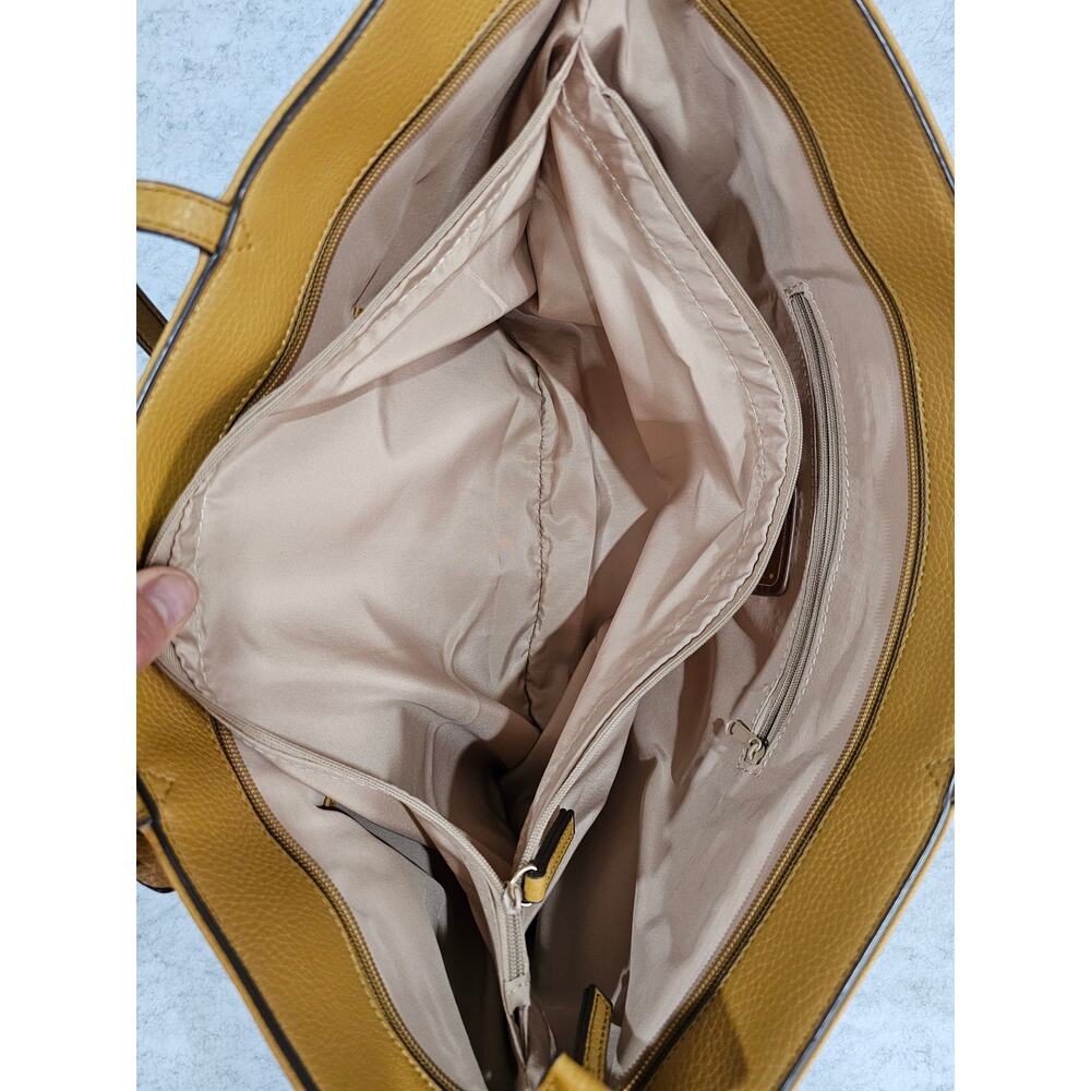 Nine West Yellow Shoulder Bag, 9W logo Charm, Spring Style, Stud Accents, Large - Picture 6 of 12